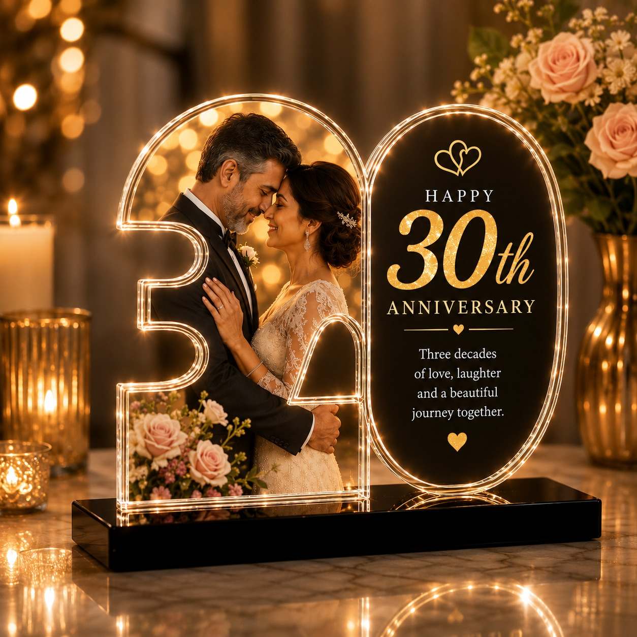 Personalized 30th Anniversary Acrylic Photo Plaque | Custom Wedding Anniversary Gift UAE